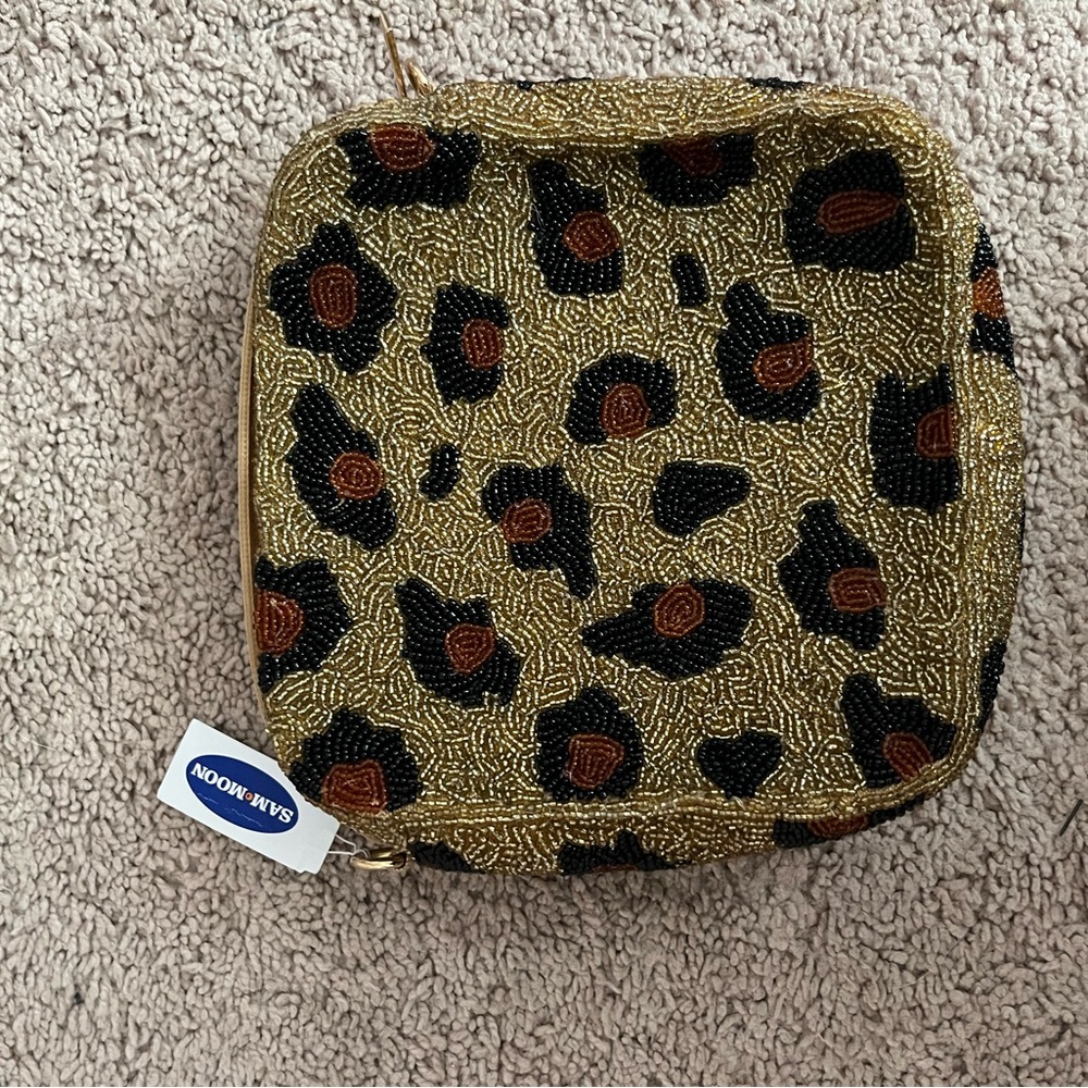 Cheetah print beaded purse